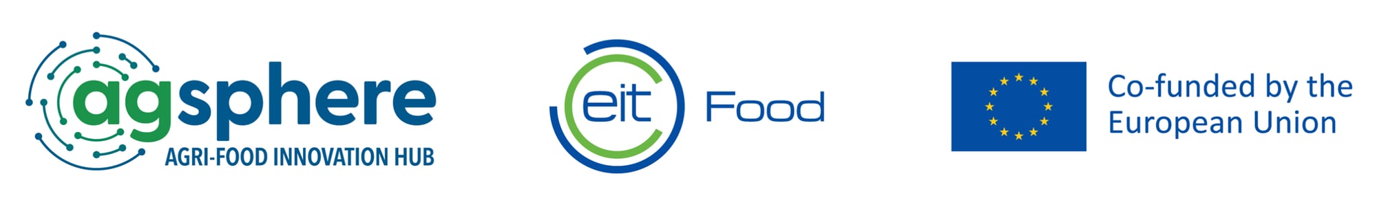 Logos for Agsphere, EIT Food, and the European Union